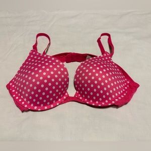 Maidenform push-up bra size 34B pink with white polka dots